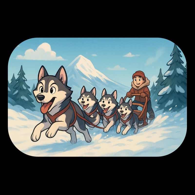 Winter Huskies Sled Mountain Race