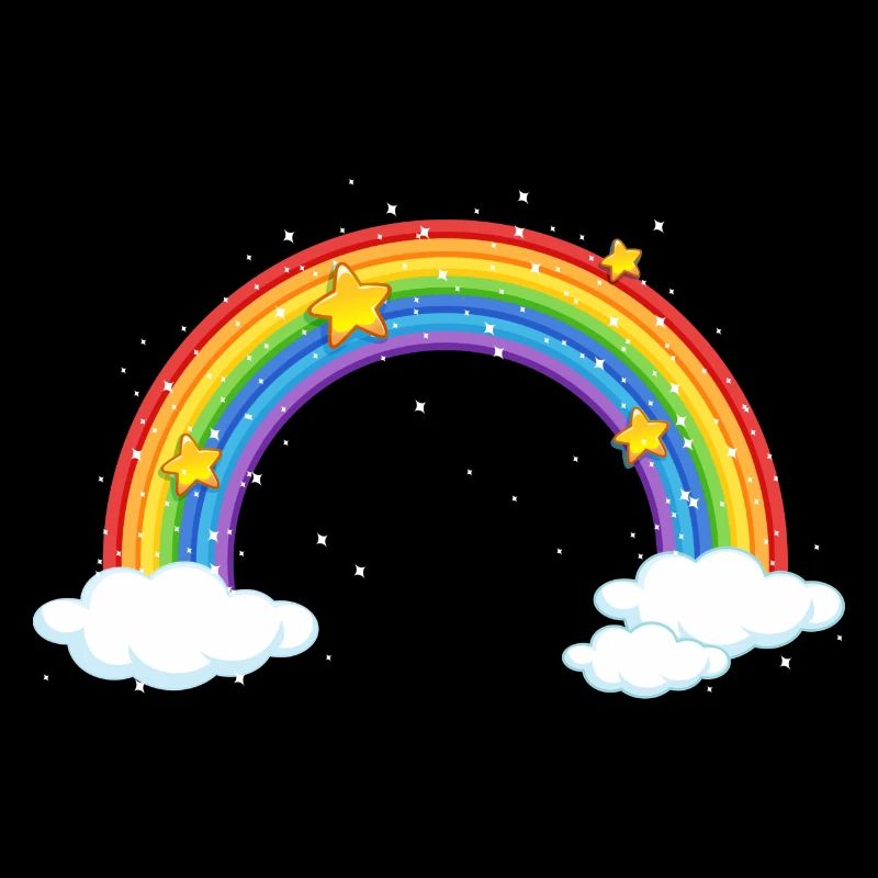 Bright Cartoon Rainbow with Clouds