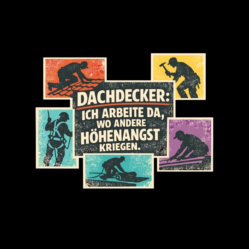 Dachdecker Spruch Retro Collage