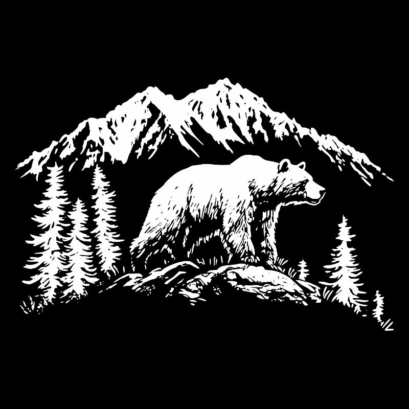 Grizzly Bear Nature Silhouette Mountains Forest