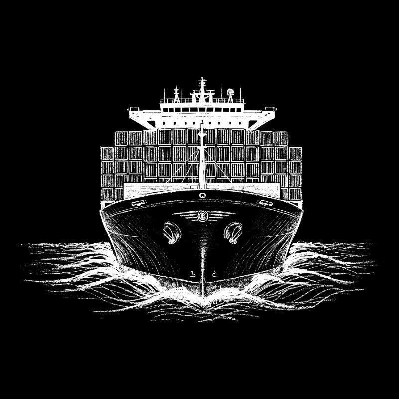 Container Shipping Cargo Ship Drawing Print