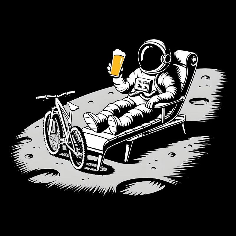 Astronaut Chilling On Moon Drinking Beer