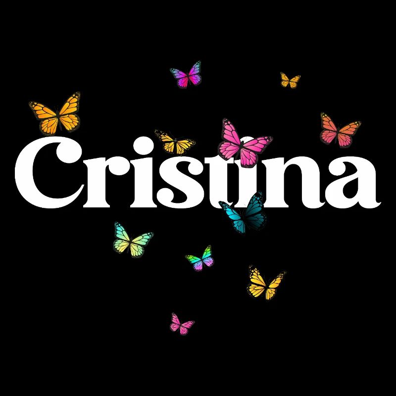 Schöner Mädchenname mit Schmetterlingen CRISTINA