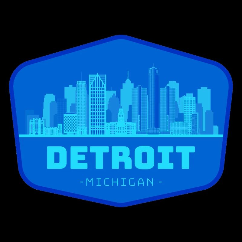 Detroit Skyline Blau Patch