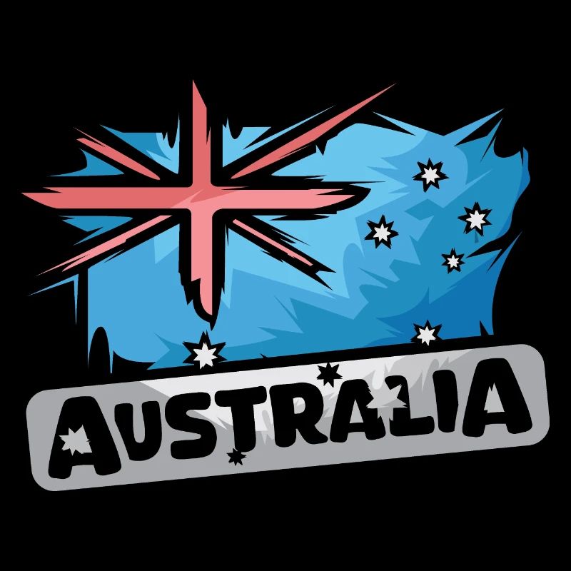 Australie Illustration Drapeau Bande dessinée Icône Logo