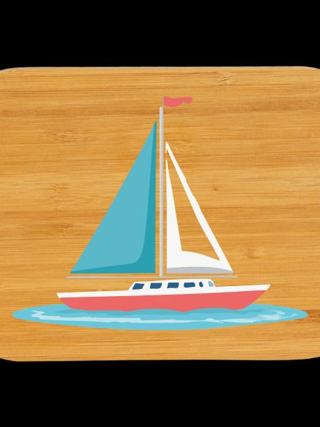 Sailboat Graphic in Mint & Red