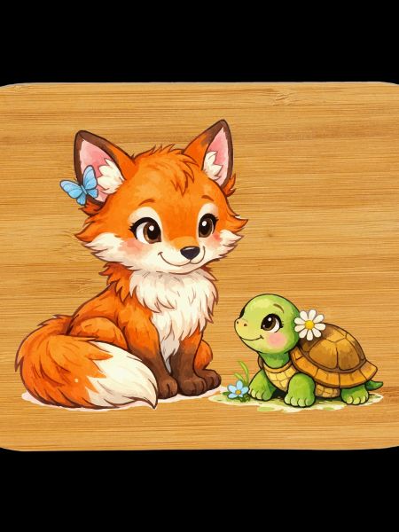 Fox and a cute turtle