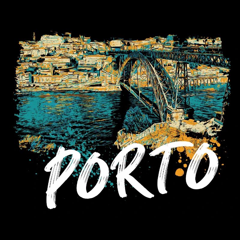 D. Luis Porto Bridge Colorful Douro Illustration