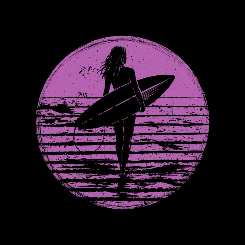 Surfer Retro Vintage Sunset Beach