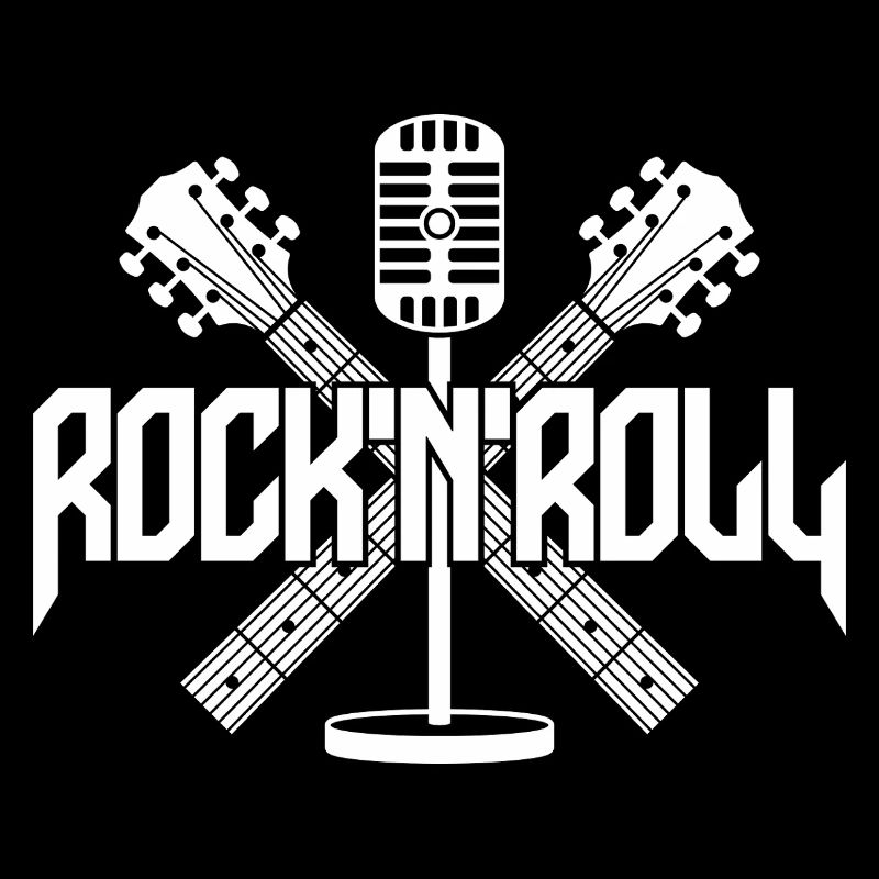 Rock 'N' Roll Logo with Guitars and Microphone