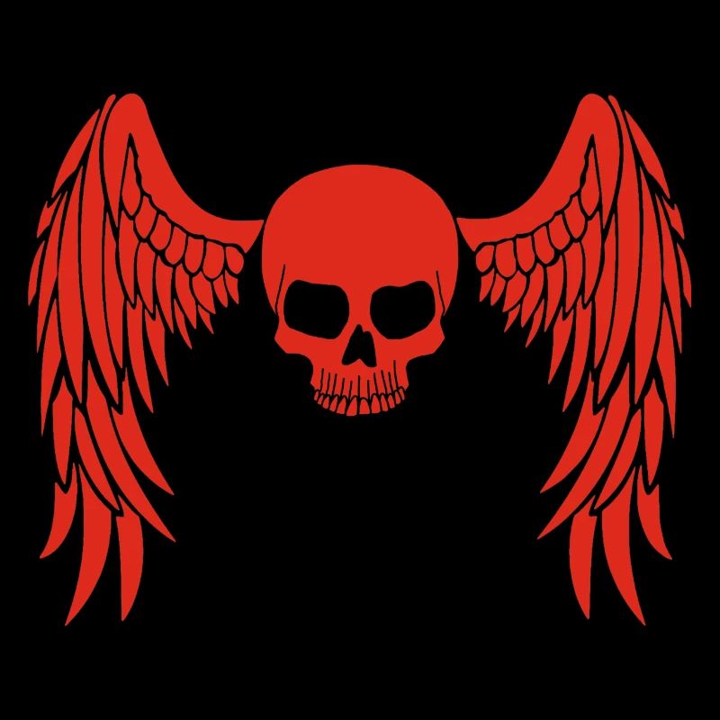 Red winged skull