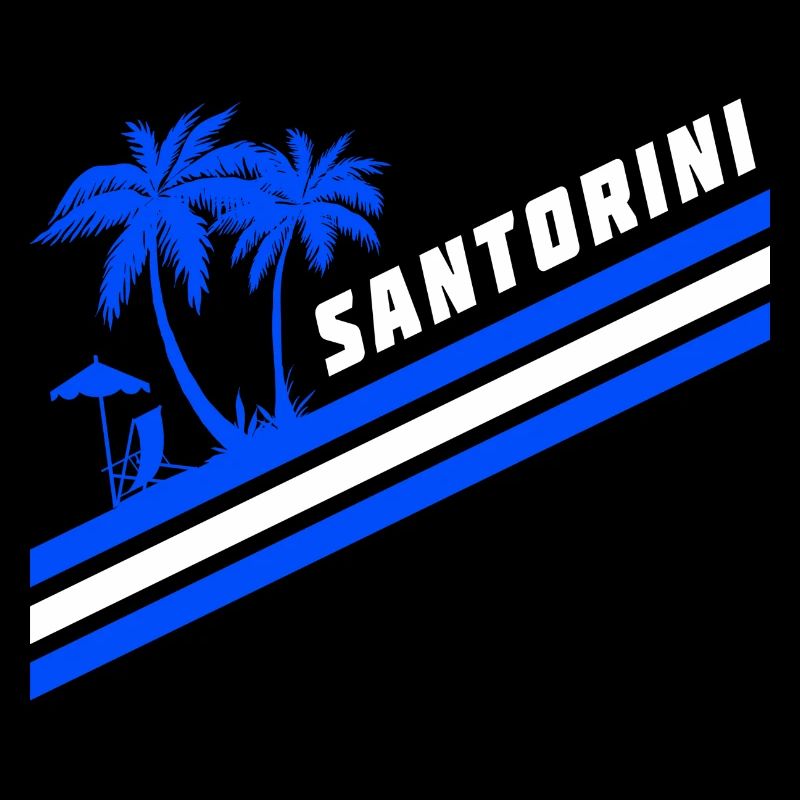 Santorini Greece flag palm trees