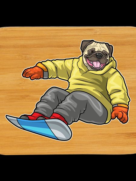 Pug Snowboarder Snowboard