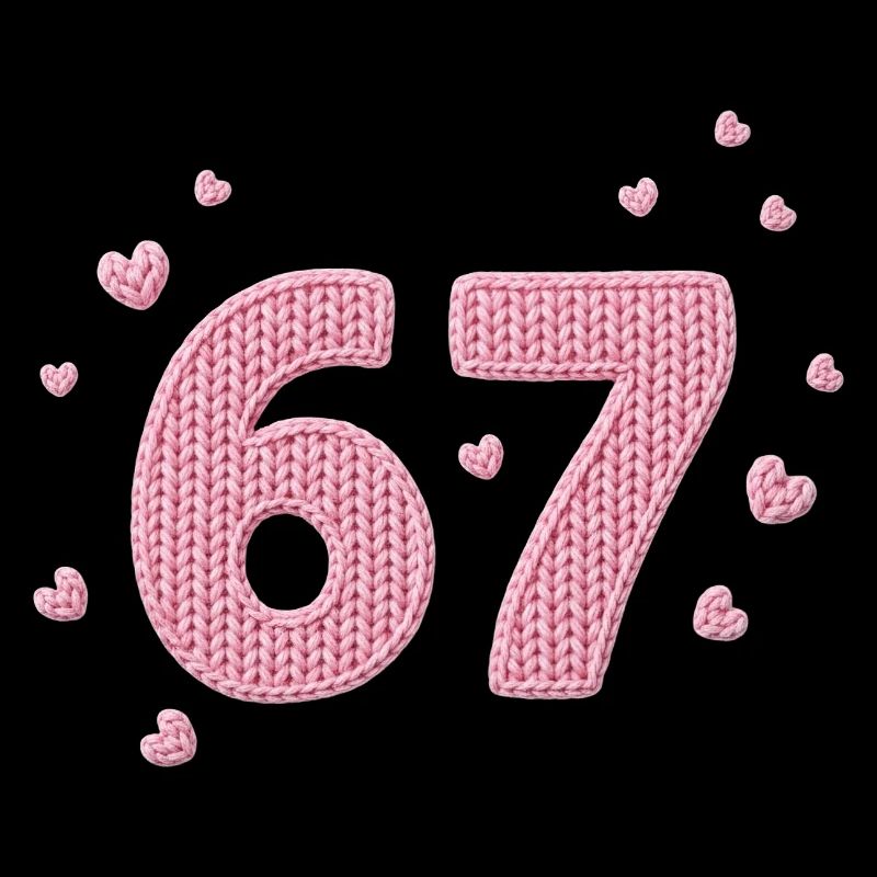 6 7 Meme – Pink Heart Pattern
