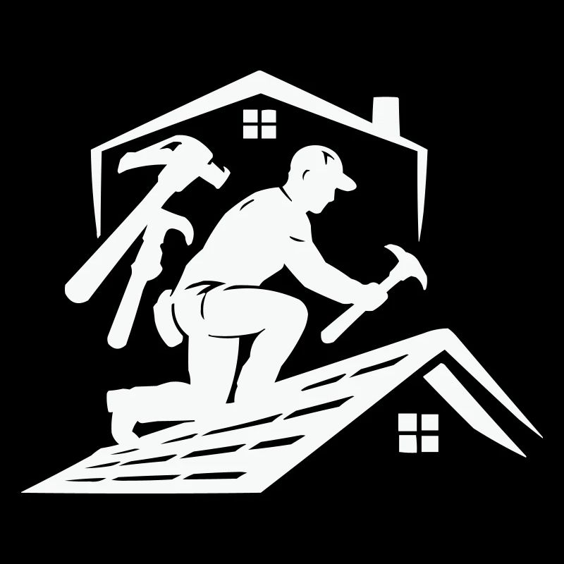 Roofer silhouette on the roof