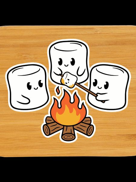 Cuddly marshmallows at the campfire