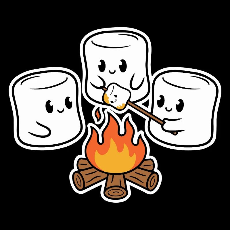 Cuddly marshmallows at the campfire