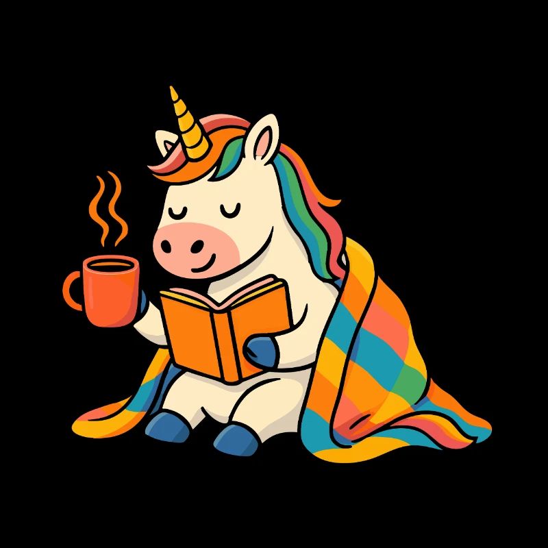 Mignon t-shirt de lecture et de café licorne confortable