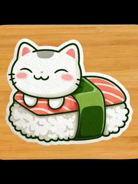 Kawaii Sushi Cat on Roll