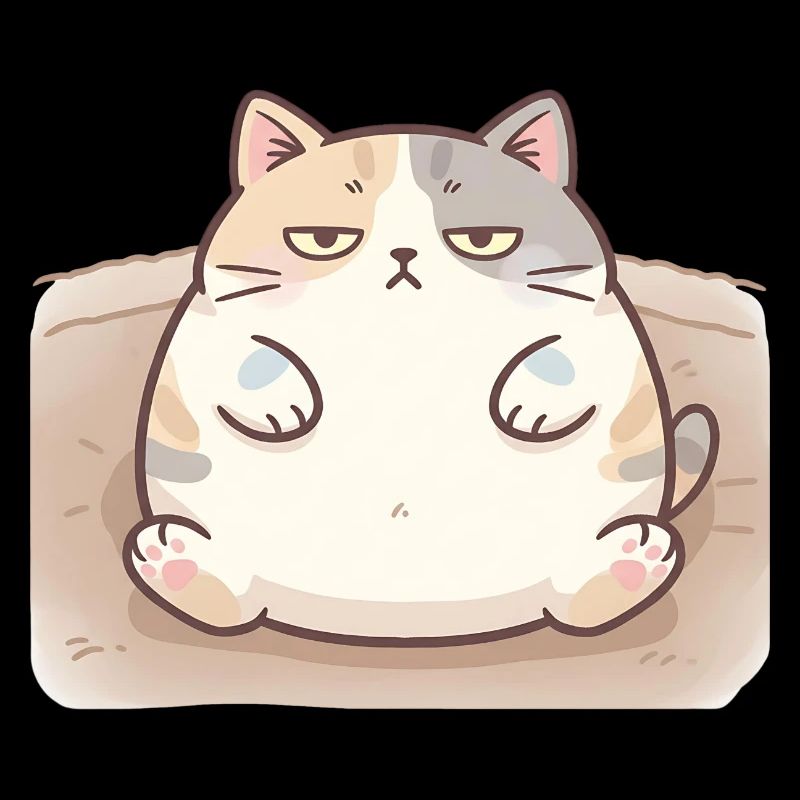 Fluffy fat cat in nursing pose