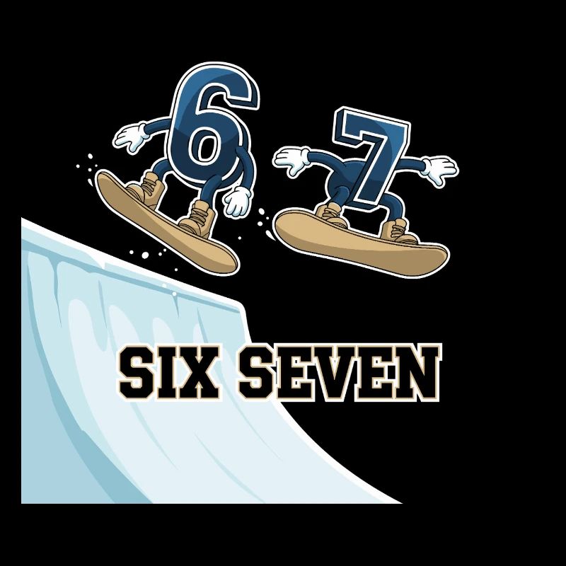 67 Six Seven Meme Snowboarding Lustig 
