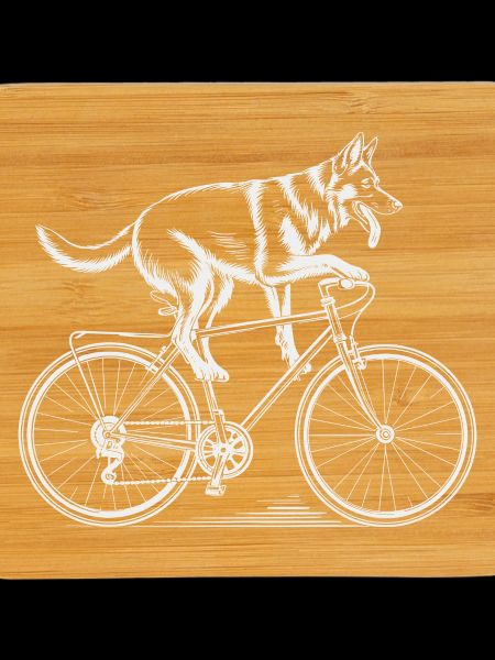 German Shepherd Dog Driving Bicycle