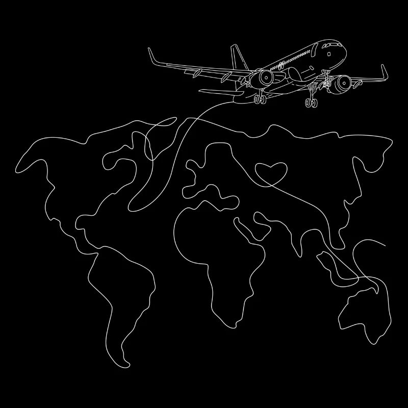 Travel Line Map with Plane