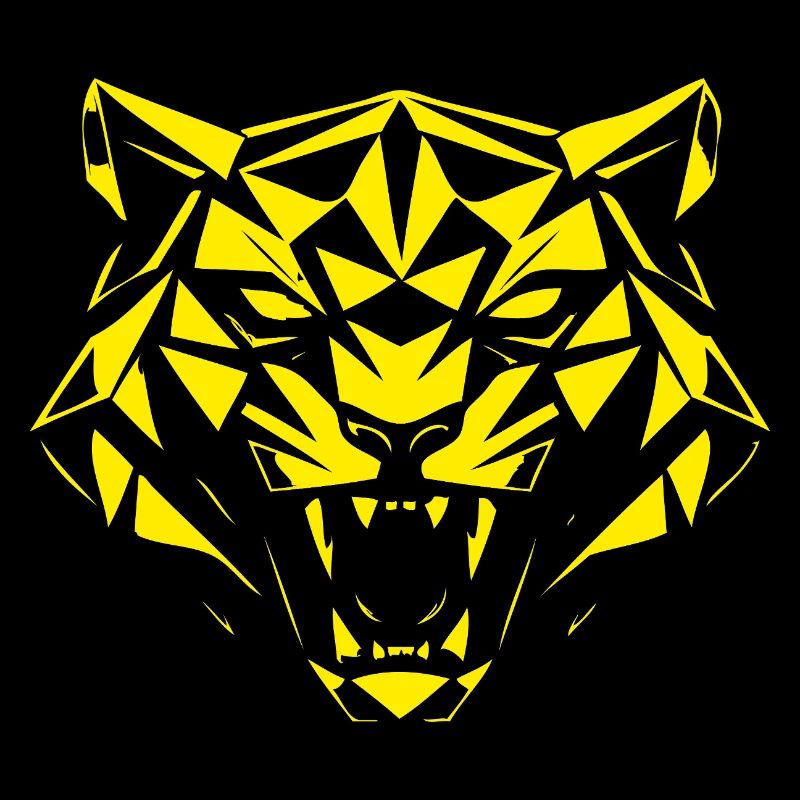 Geometric Yellow Tiger Head