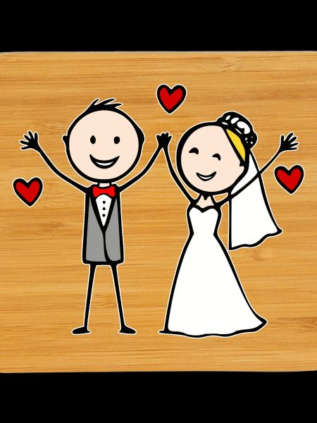 Wedding Couple Cartoon Cheerful