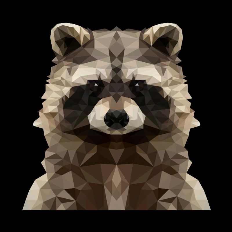Geometrischer Waschbär - Modernes Low Poly Design