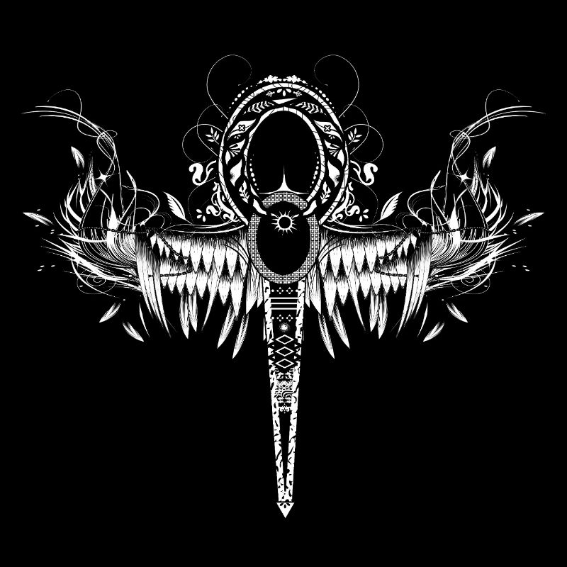 Mystical ankh with wing ornament