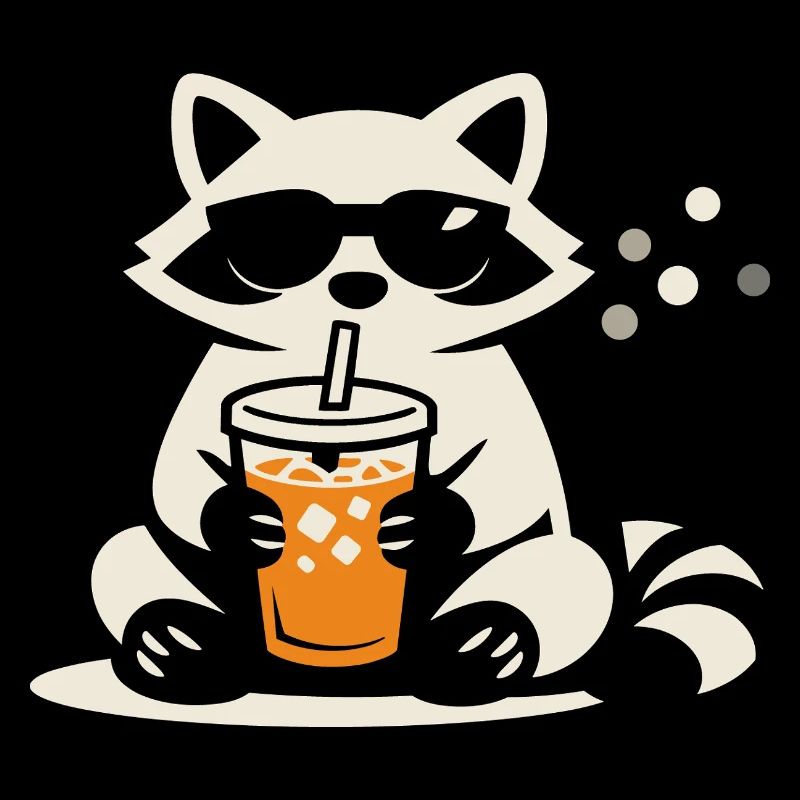 Waschbär Eiskaffee Lustig Geschenk Sommer