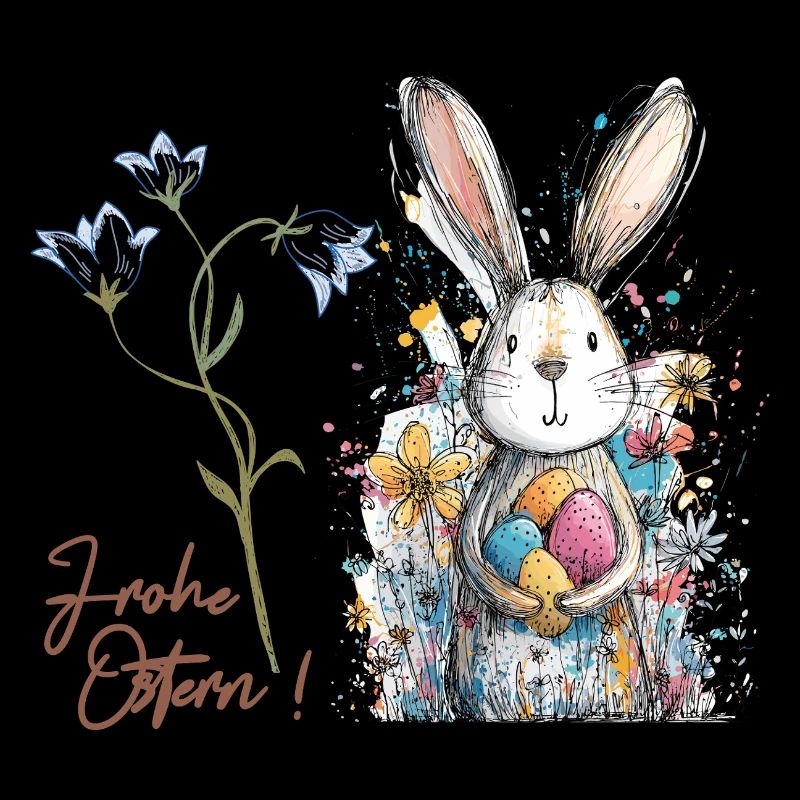 Easter bunny with colorful eggs