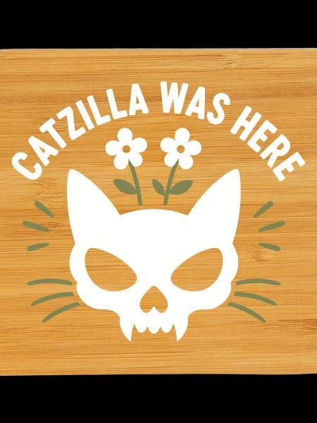 CatZilla Skull with Flowers