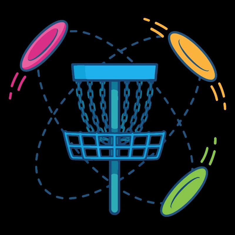 Disc-Golf-Korb und Flying Discs-Szene