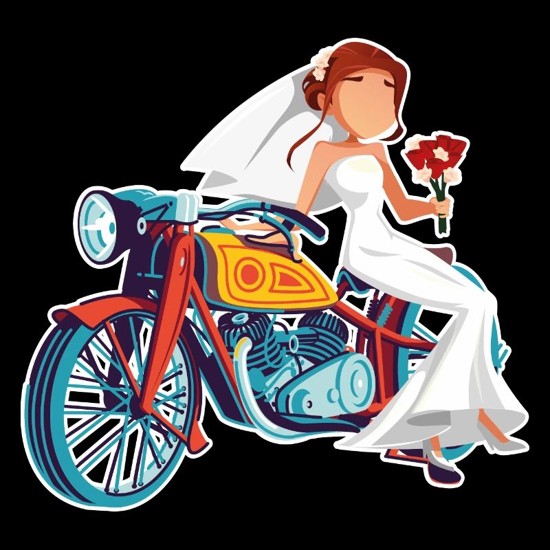 Married on a motorcycle. Wedding gift for biker