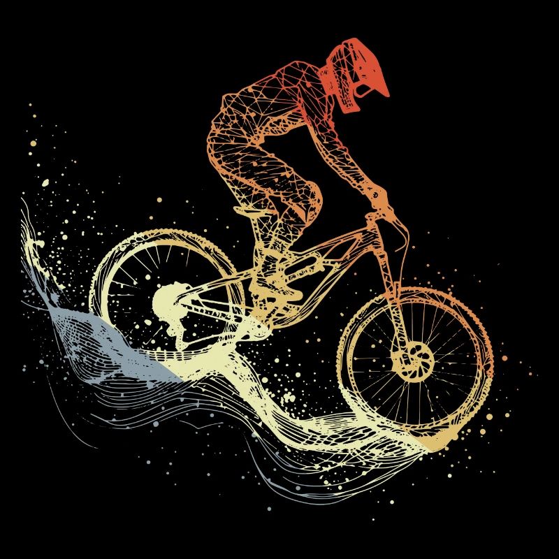 Mountain Biking Sketch Retro