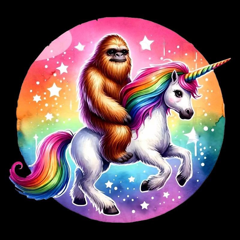 Orang-Utan auf Regenbogen-Einhorn