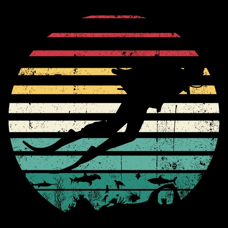 T-shirt Silhouette Retro Sunset Surf