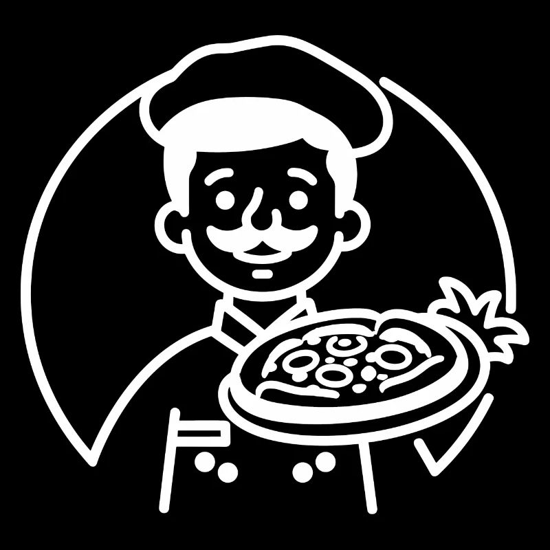 Pizzabäcker Line Art