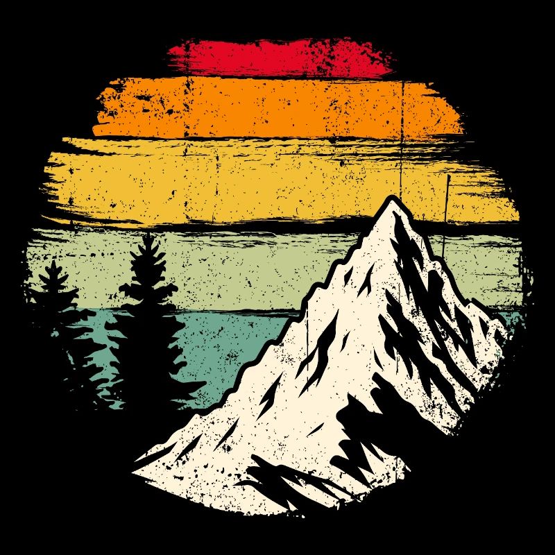 Retro Sunset Ridge Mountain