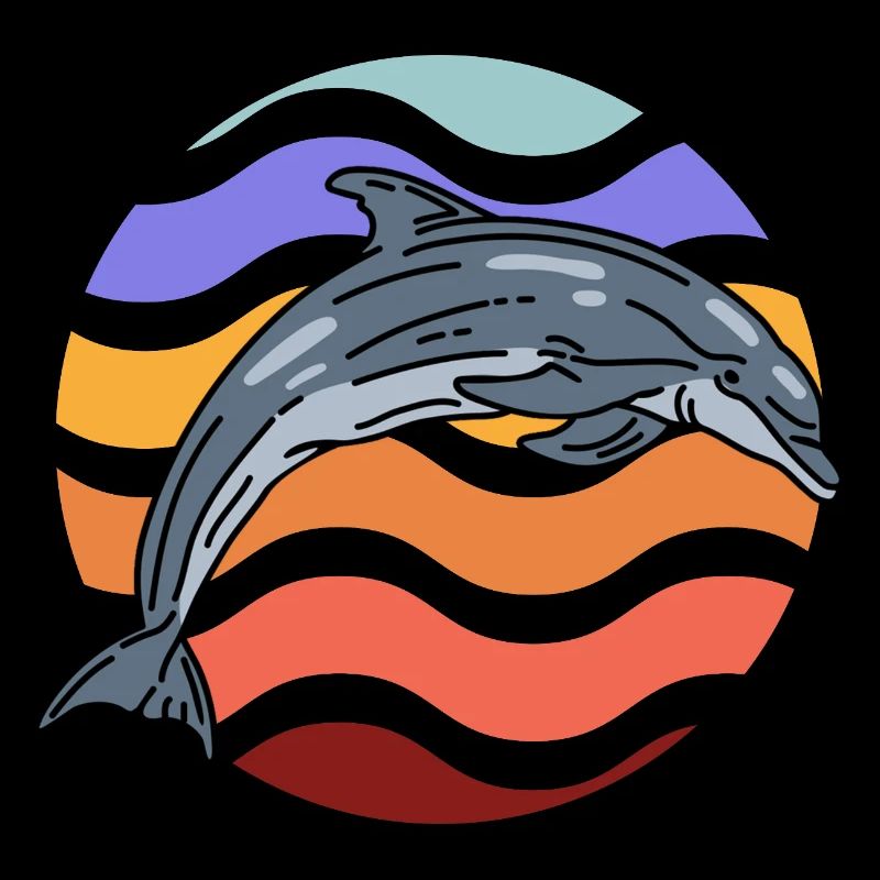 Delfin im Wellenmuster