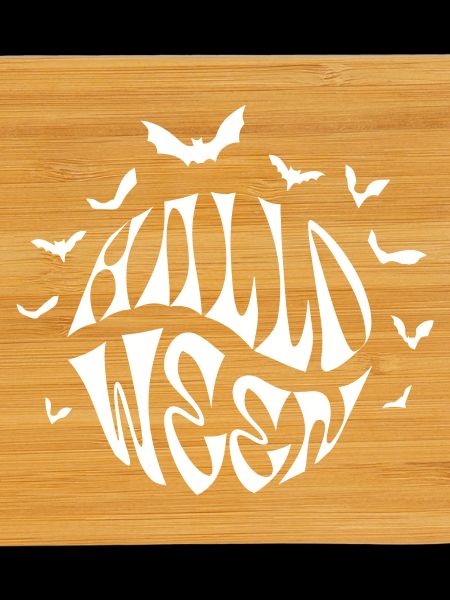 Halloween circle logo with bats