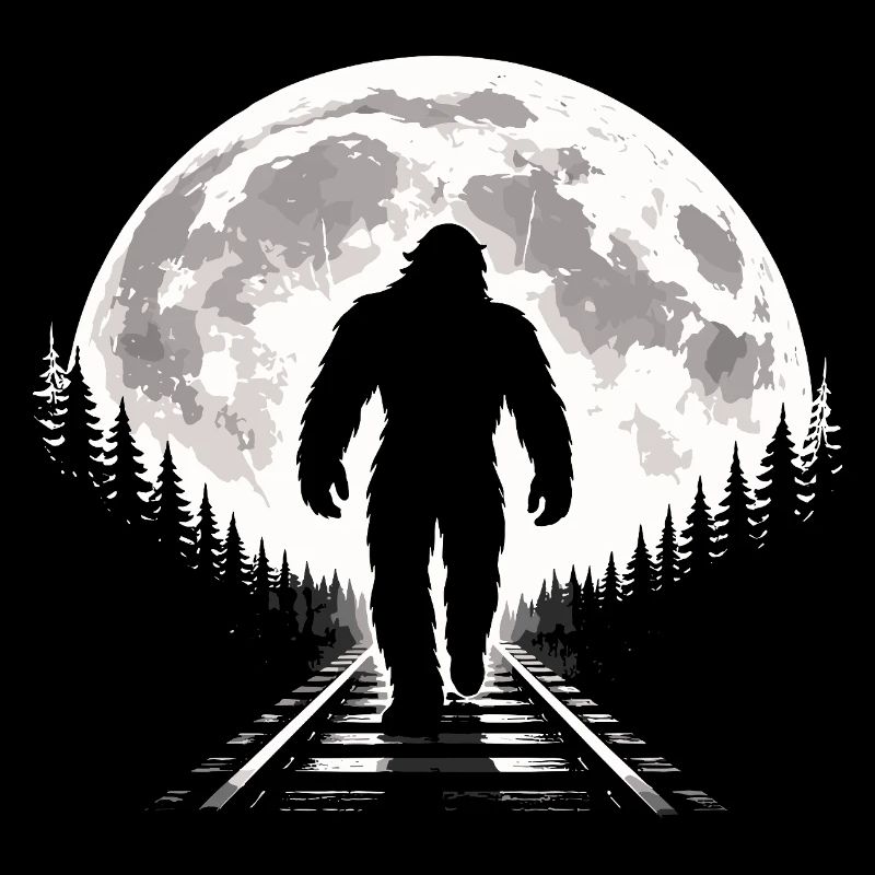 Bigfoot on railroad tracks