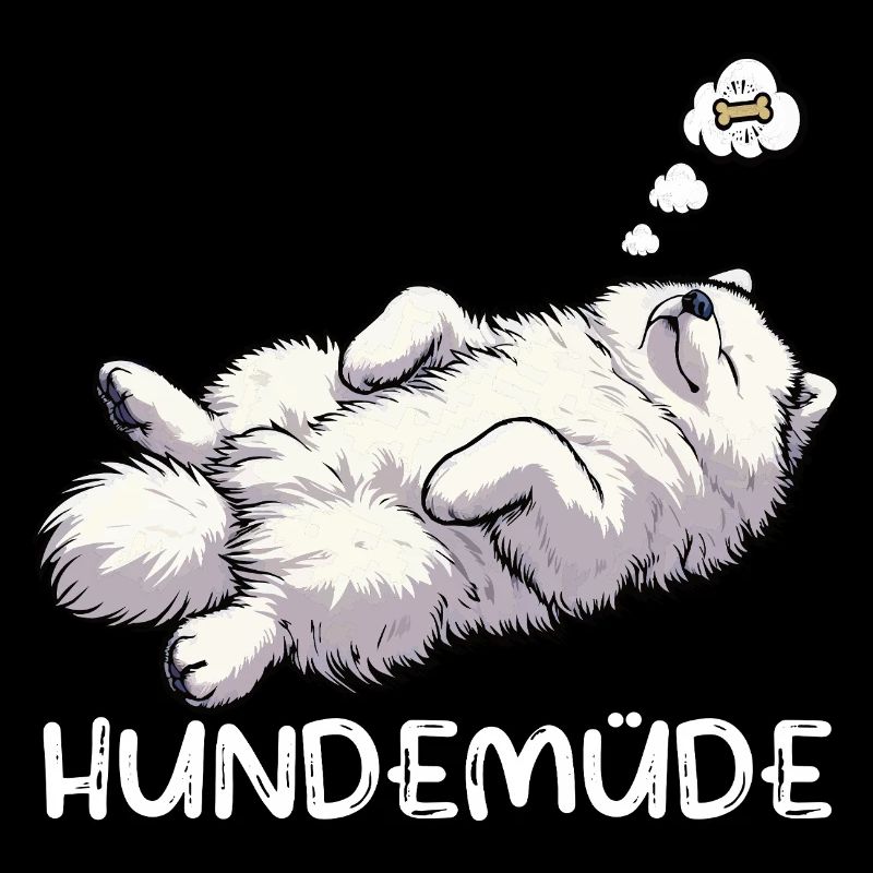 Hundemüde Samojede Samojedenbesitzer Samojedenhund