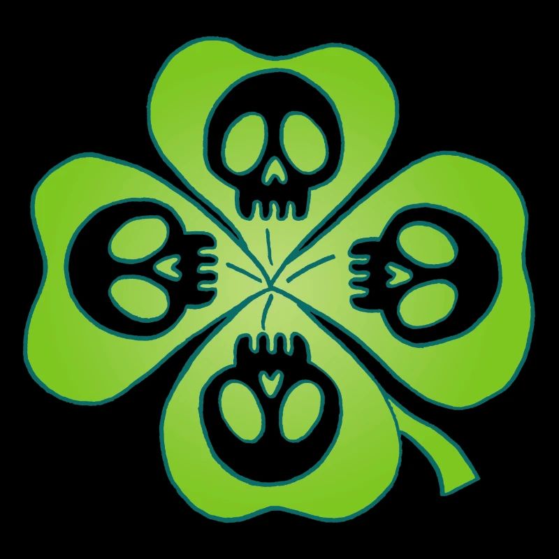 Skulls and four leaf clover