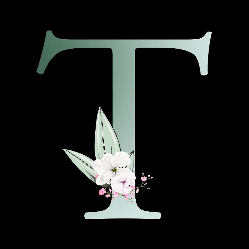 T Monogram, Floral, Personalizable