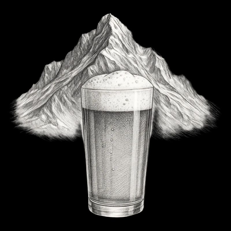 Bergblick mit Bierglas