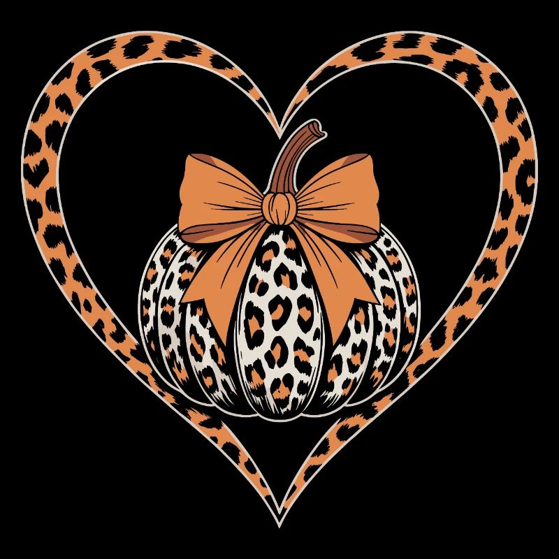 Leopard Pumpkin Heart Design