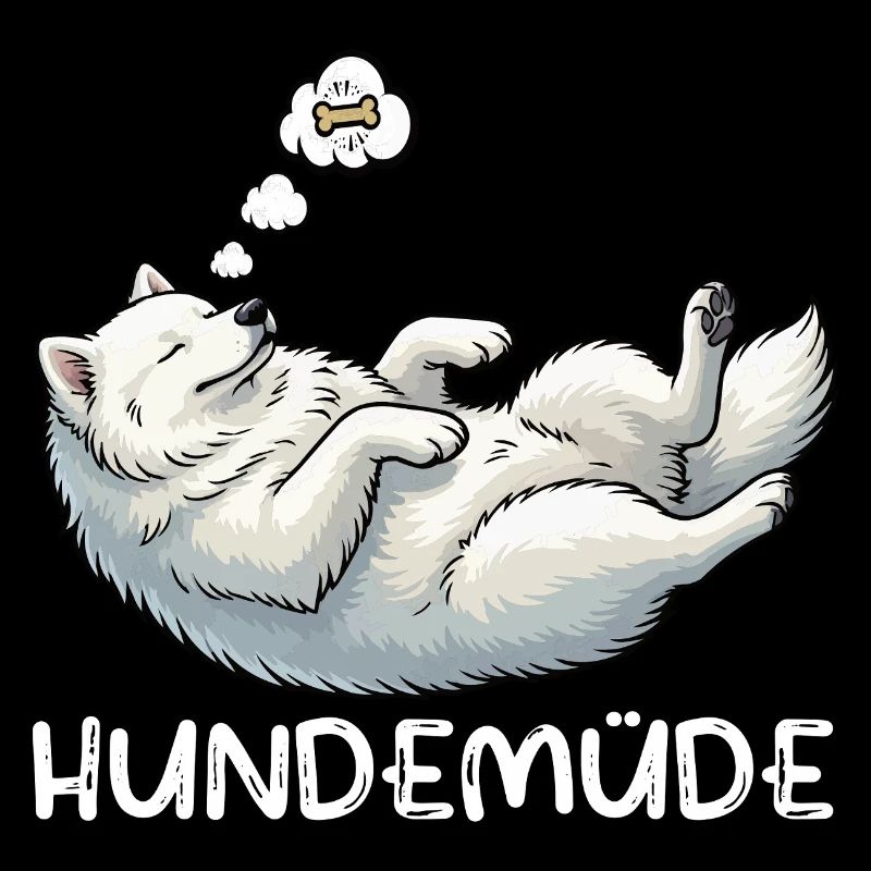 Chien Fatigué Samoyède Propriétaire Samoyède Chien Samoyède